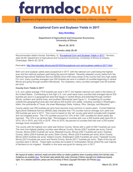 Exceptional Corn and Soybean Yields in 2017