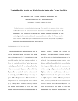 Ultrahigh Precision Absolute and Relative Rotation Sensing Using Fast and Slow Light