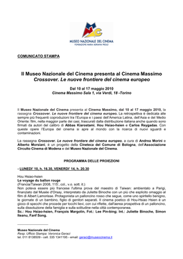 27 Comunicato Stampa Crossover 10-17.05