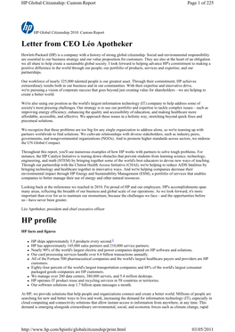 Letter from CEO Léo Apotheker HP Profile