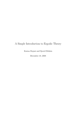 A Simple Introduction to Ergodic Theory