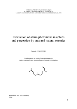 Production of Alarm Pheromone in Aphids and Perception by Ants and Natural Enemies