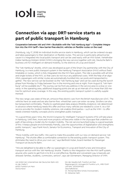 DRT-Service Starts As Part of Public Transport in Hamburg