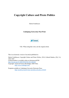 Copyright Culture and Pirate Politics