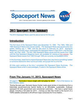 2013 Spaceport News Summary