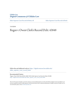 Regan V. Owen Clerk's Record Dckt. 43848