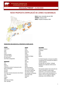 Nova Proposta D'ampliació De Zones Vulnerables