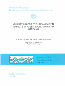 Quality Indices for Urbanization Effects in Puget Sound Lowland Streams