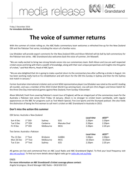 The Voice of Summer Returns