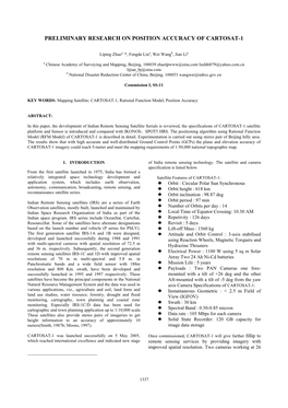 Preliminary Research on Position Accuracy of Cartosat-1