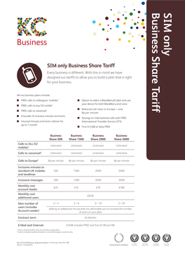 SIM Only Business Share Tariff Share Business Only SIM Have in Mind We with This Business Is Different