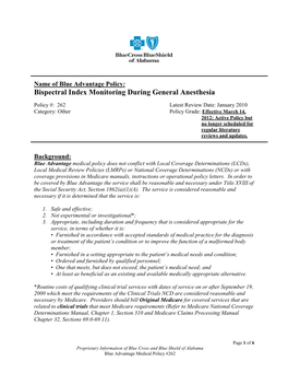 Bispectral Index Monitoring During General Anesthesia