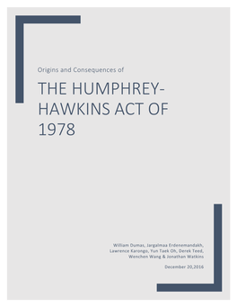 The Humphrey-Hawkins Act of 1978