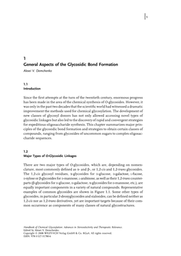 1 General Aspects of the Glycosidic Bond Formation Alexei V