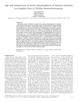 Age and Temperature of Shock Metamorphism of Martian Meteorite Los Angeles from (U-Th)/He Thermochronometry