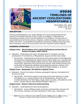 Timelines of Ancient Civilizations: Mesopotamia 1