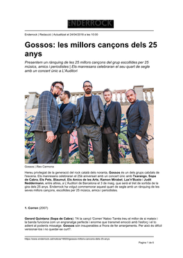 Gossos: Les Millors Cançons Dels 25 Anys