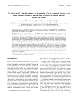 (Bacillariophyta): a Description of a New Araphid Diatom Genus Based on Observations of Frustule and Auxospore Structure and 18S Rdna Phylogeny