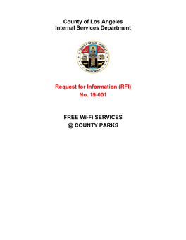 No. 19-001 FREE Wi-Fi SERVICES @ COUNTY PARKS