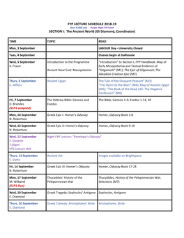 Fyp Lecture Schedule 2018-19 Section I