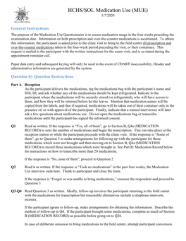 HCHS/SOL Medication Use (MUE) 1/7/2020