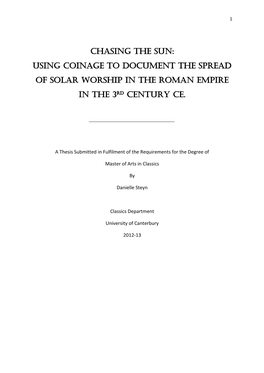 Chasing the Sun: Using Coinage to Document the Spread of Solar Worship in the Roman Empire in the 3Rd Century Ce