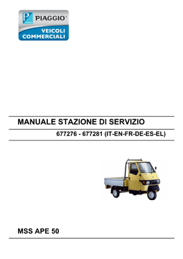 Piaggio Ape 50 Servicemanual