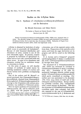 Studies on the D-Xylose Series Part I. Syntheses of 3-Acylamino-3, 5