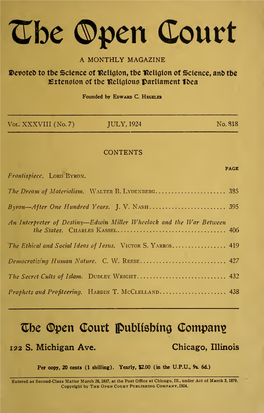 The Open Court Publishing Company, 1924