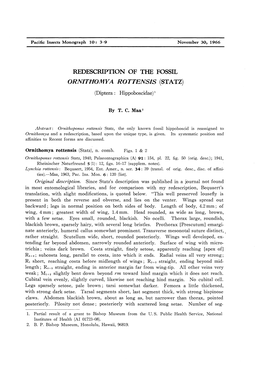 Redescription of the Fossil Ornithomya Rottensis (Statz)