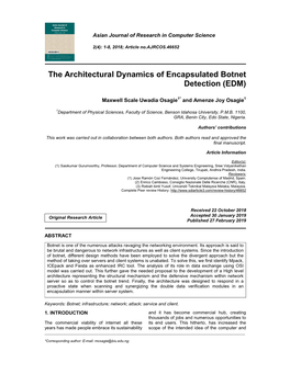 The Architectural Dynamics of Encapsulated Botnet Detection (EDM)