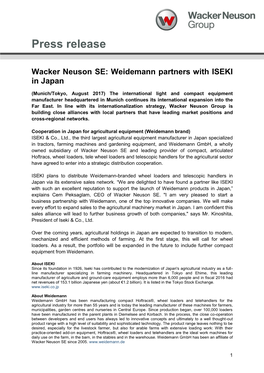 Wacker Neuson Pressemitteilung