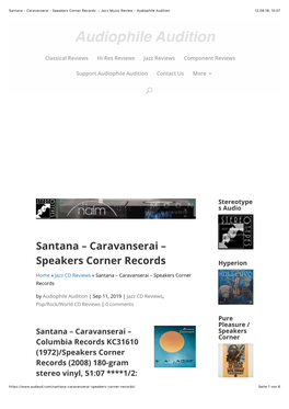 Santana – Caravanserai – Speakers Corner Records