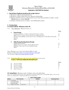 Shaw College Selection Method for Student Hostel Places 2021/2022