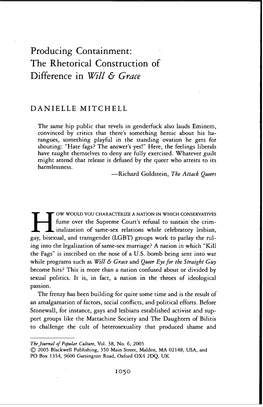 The Rhetorical Construction of Difference in Will & Grace