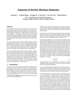 Capacity of Ad Hoc Wireless Networks