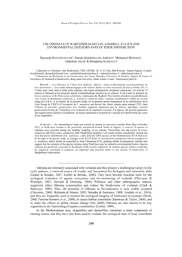 The Odonata of Wadi Isser (Kabylia, Algeria): Status and Environmental Determinants of Their Distribution