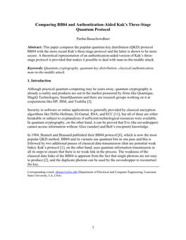 Comparing BB84 and Classical Authentication-Aided Kak's Three-Stage Quantum Protocol