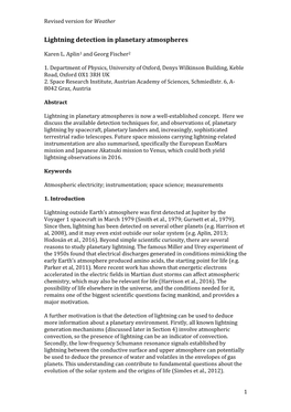 Lightning Detection in Planetary Atmospheres