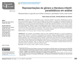 Representações De Gênero E Literatura Infantil: Artigo Paradidáticos Em Análise Representations of Gender and Children's Literature: Paradidatics Books Under Review