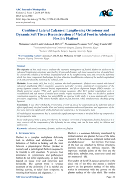 Combined Lateral Calcaneal Lengthening Osteotomy and Dynamic Soft Tissue Reconstruction of Medial Foot in Adolescent Flexible Flatfoot