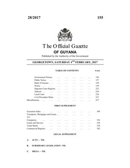 The Official Gazette of GUYANA Published by the Authority of the Government