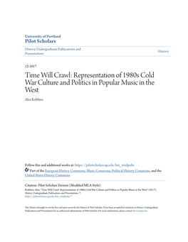 Representation of 1980S Cold War Culture and Politics in Popular Music in the West Alex Robbins