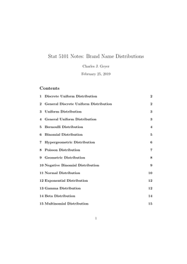 Stat 5101 Notes: Brand Name Distributions