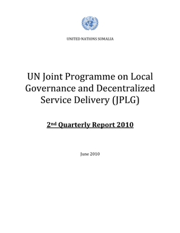 UN Joint Programme on Local Governance and Decentralized Service Delivery (JPLG)