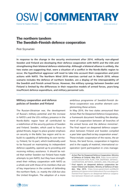 The Northern Tandem. the Swedish‑Finnish Defence Cooperation