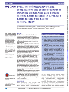 Prevalence of Pregnancy-Related Complications and Course of Labour