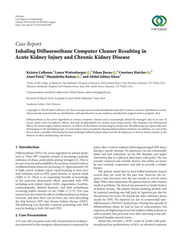 Inhaling Difluoroethane Computer Cleaner Resulting in Acute Kidney Injury and Chronic Kidney Disease