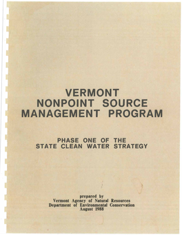 Vermont Nonpoint Source Management Program