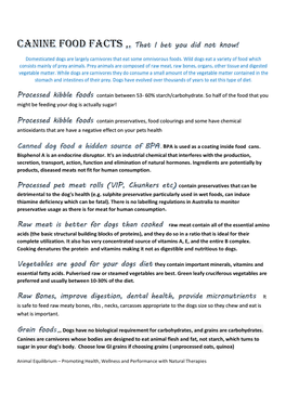 Canine Food Facts